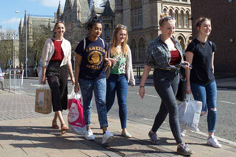 female students shopping