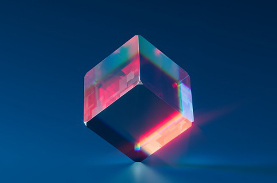 a 3d image of a cube suspended in space