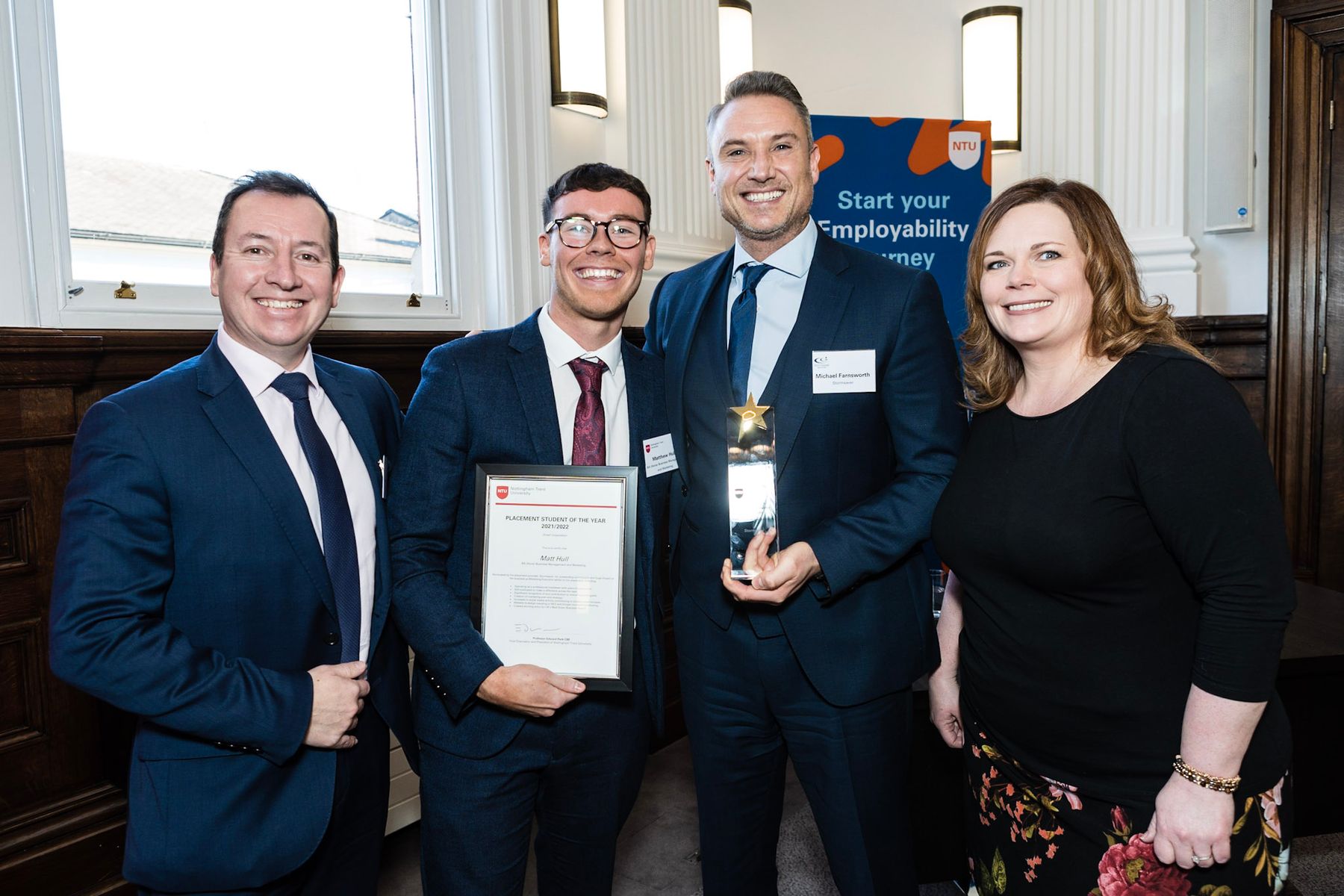 Stormsaver team and Matthew Hull with Placement Student of the Year and Placement Provider of the Year awards