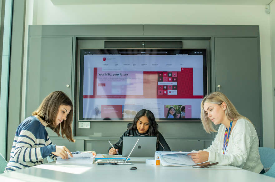 Students working in a room