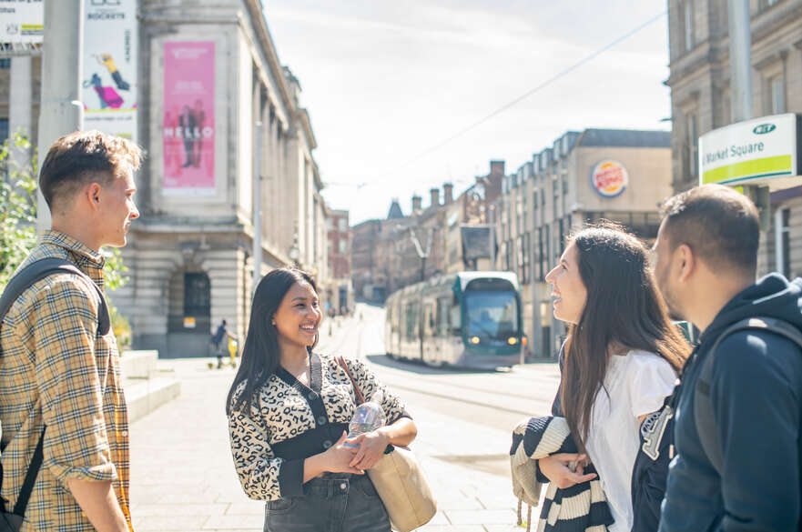 Students near trams