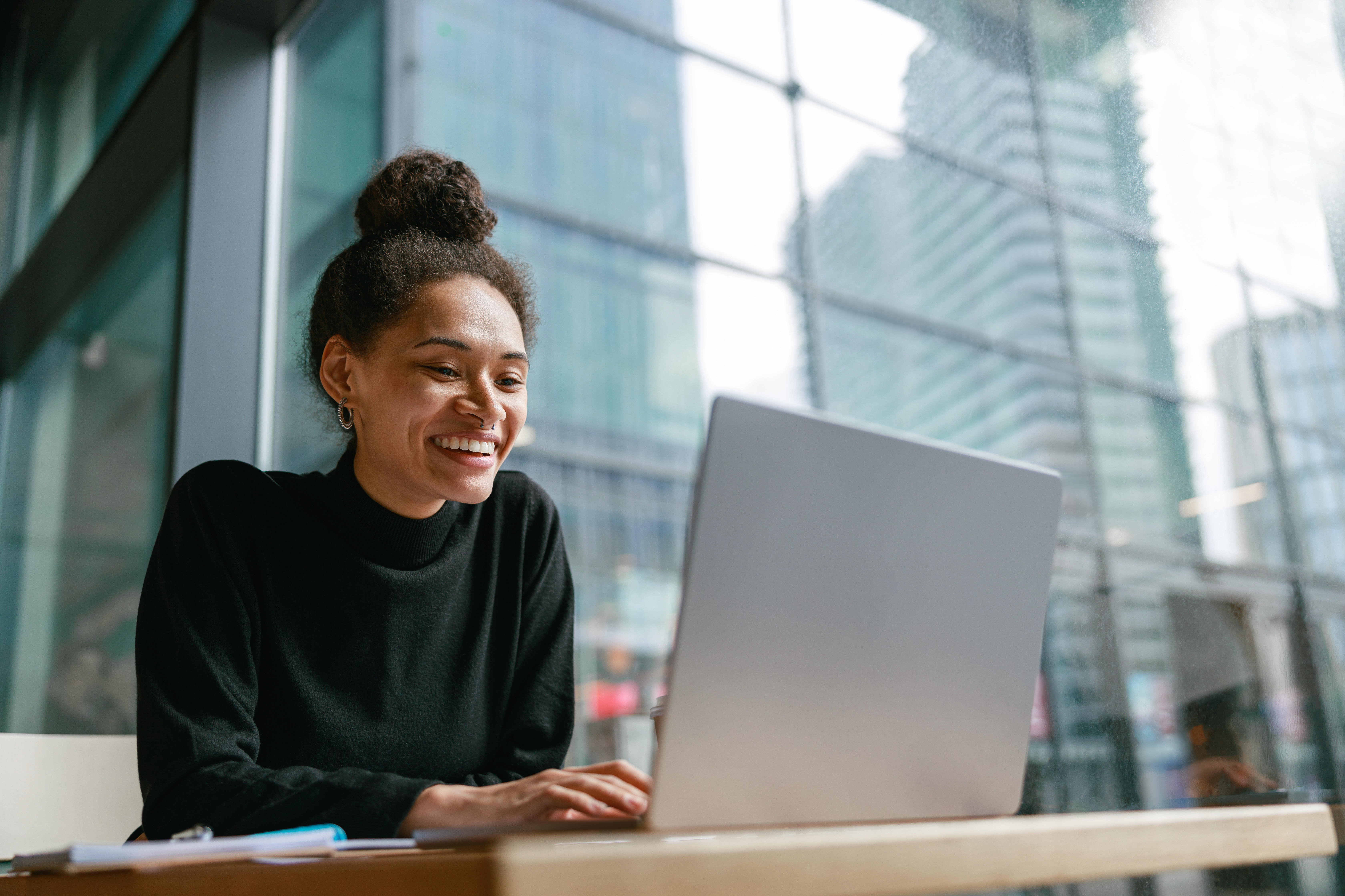 Woman working on laptop