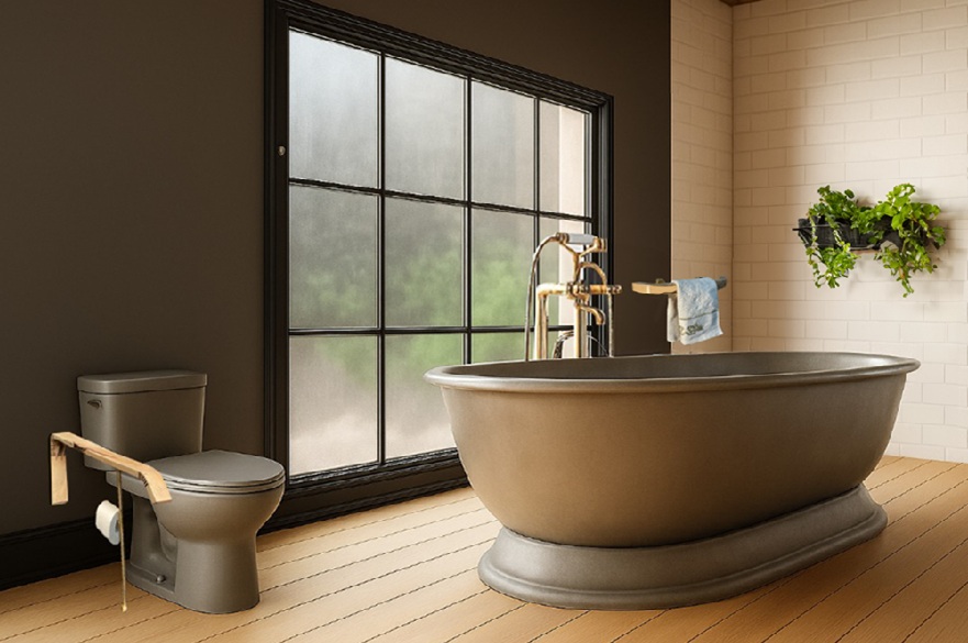 A designer's rendering of an adapted bathroom