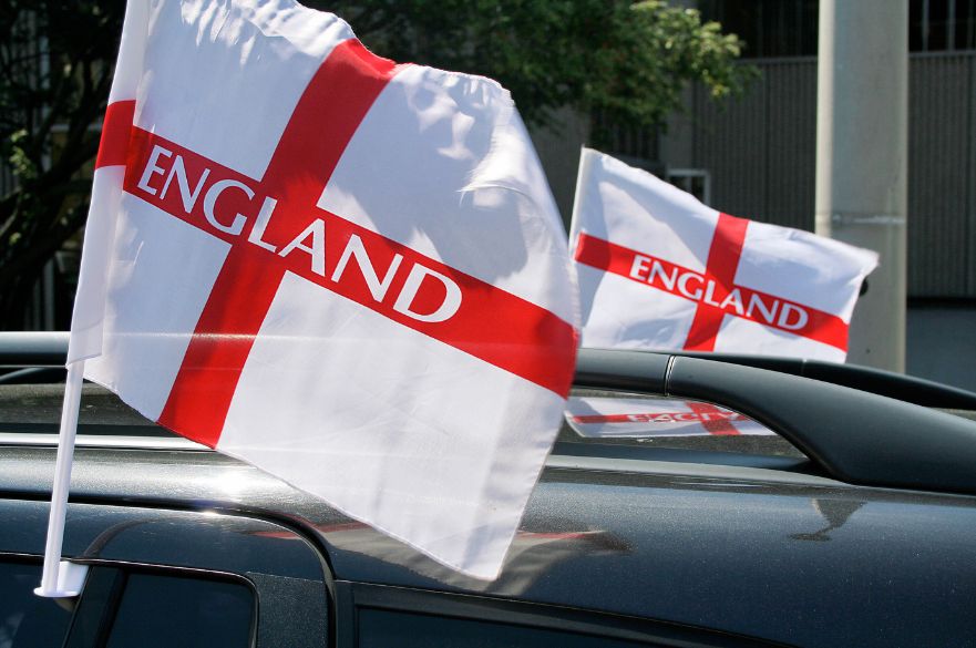 England flags on a car