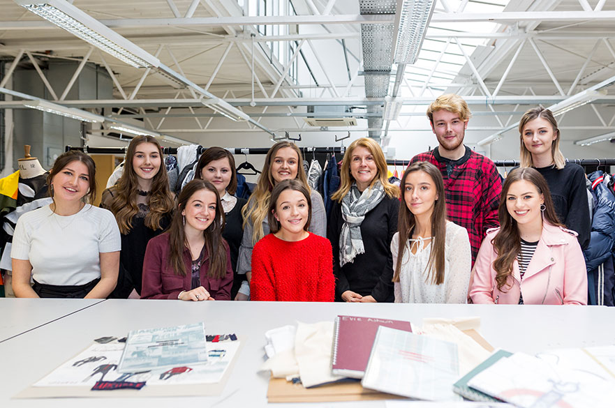 Year 2 Fashion Design students with Linda Leaver