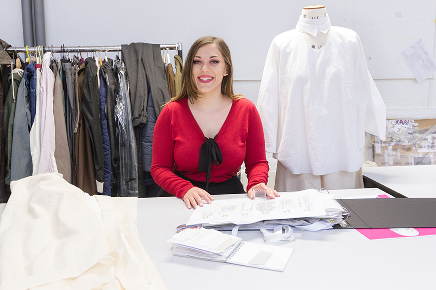 Andra in the Fashion Design studios 