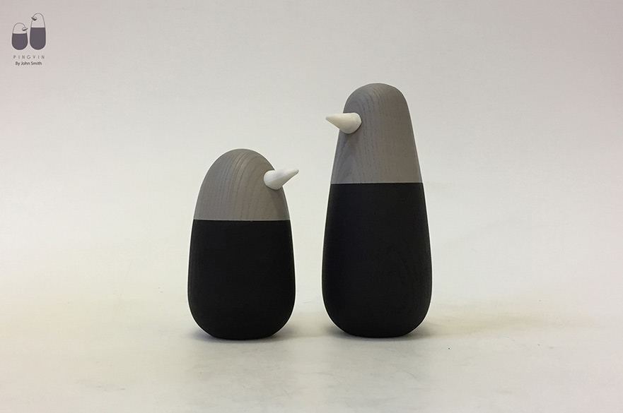 Pingvin - work by Joe McCusker-Bland. A luxury desk-tidy duo with a likeable personality, inspired by Alessi's design philosophy. These stylist penguins can store loose stationary, hold keys, and pin up important reminders with their magnetic 3D-printed beaks. 