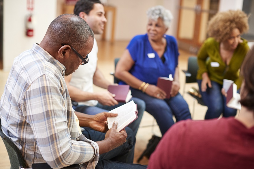 Group of people in a community centre