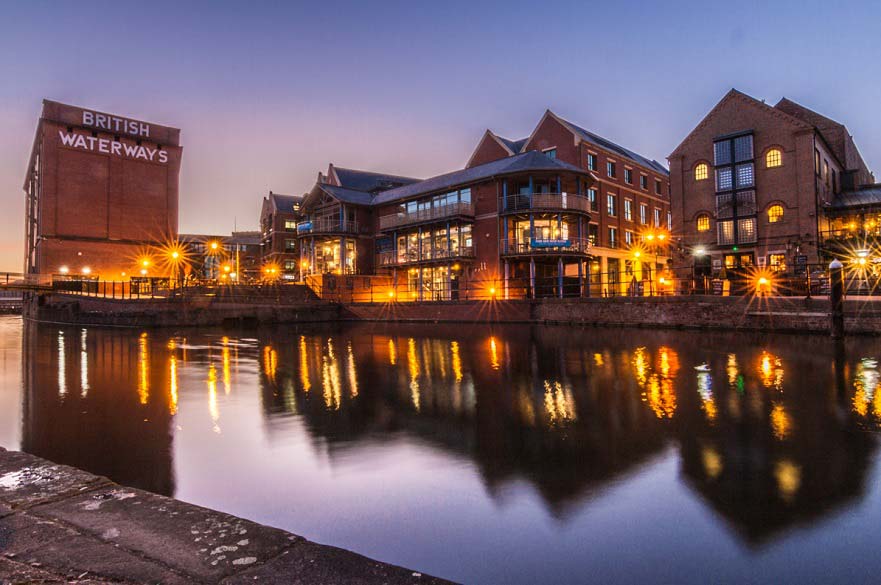 Image of Nottingham canalside by twilight