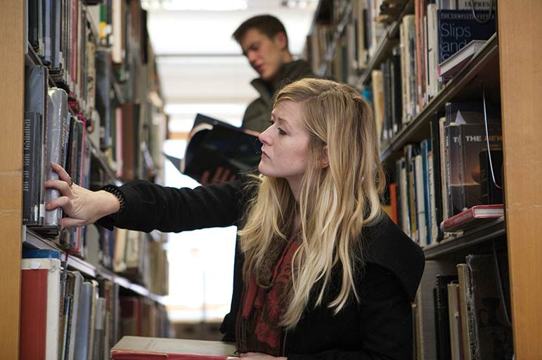 Student in library