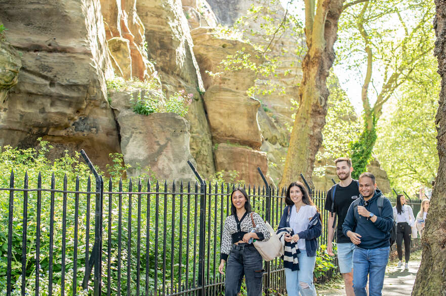 Students walking near Nottingham Castle