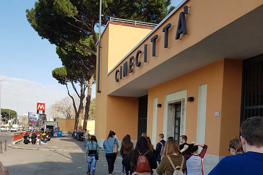 Students outside Cinecittà Film Studios 