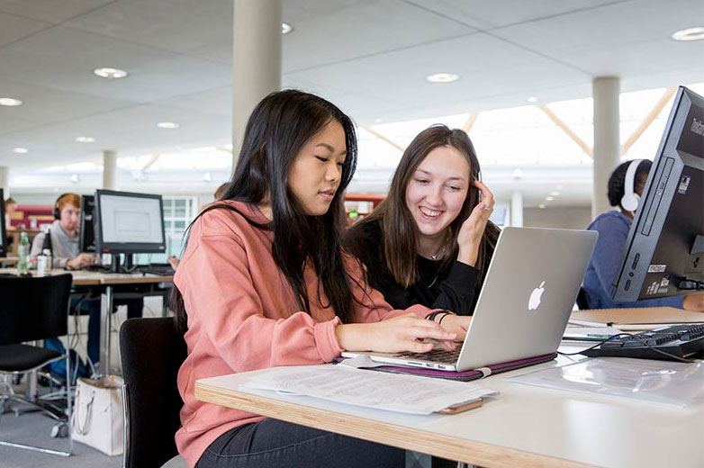 Students working in Newton