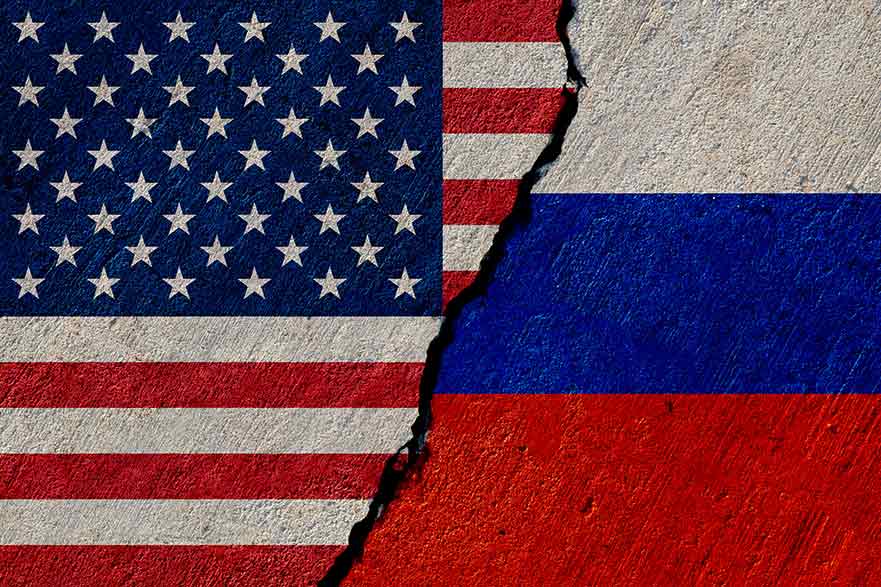 USA and Russian Flag