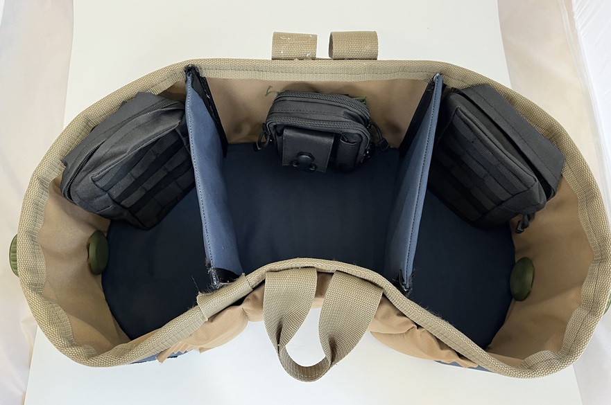 A toolbag viewed from overhead.