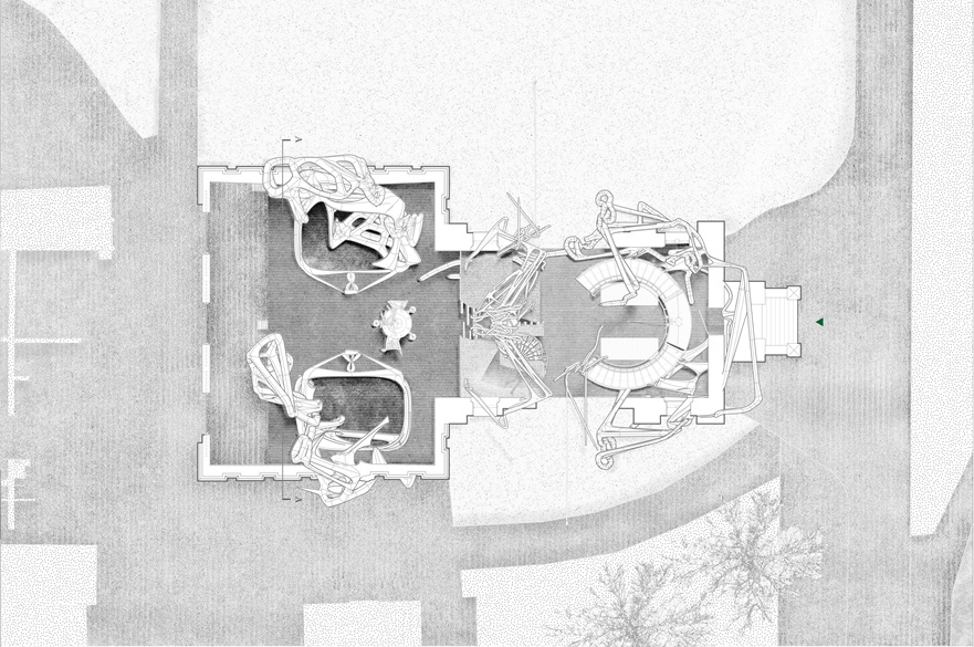 An architect's plan of a building.
