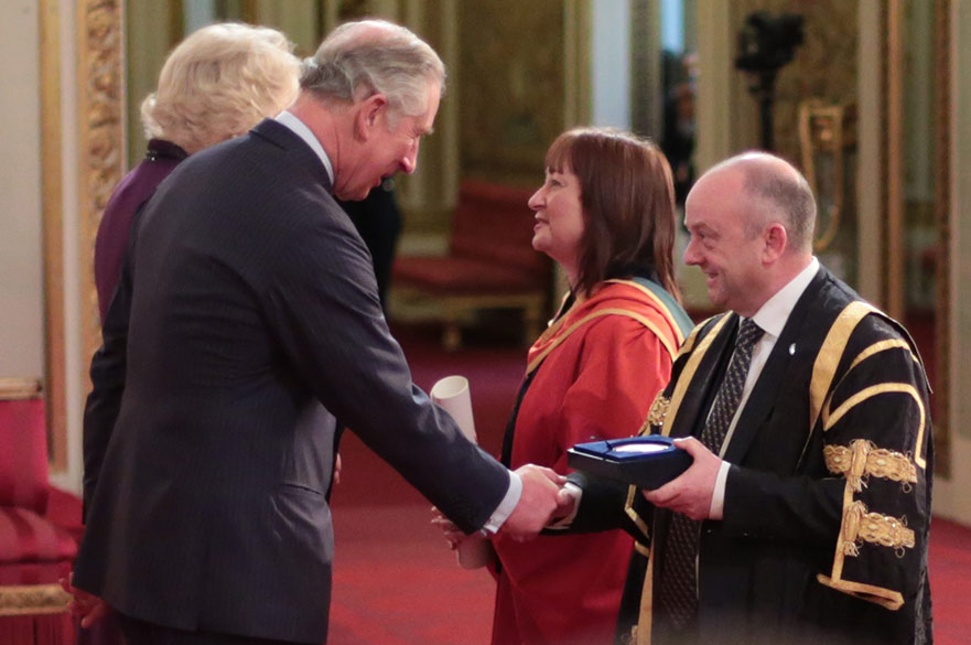Prince Charles awarding Nottingham Trent University the Queen's Anniversary Prize