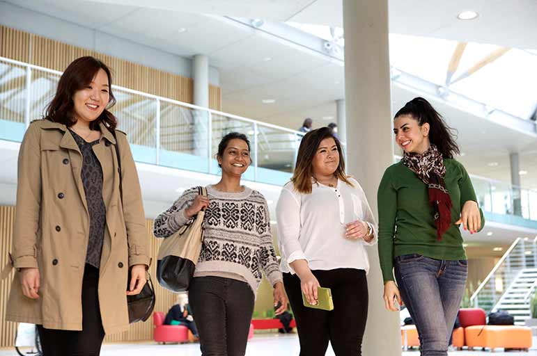 international students in the Newton and Arkwright Building