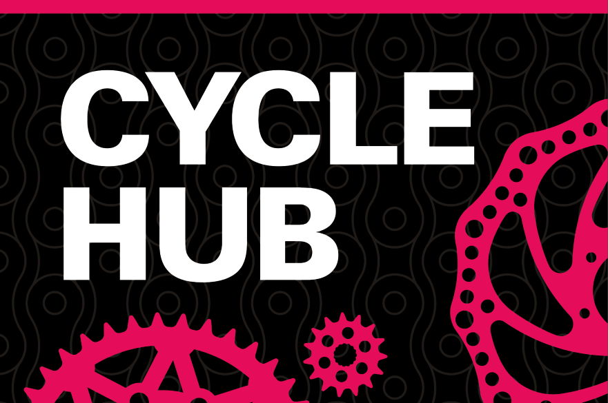 Black and pink cycle hub logo