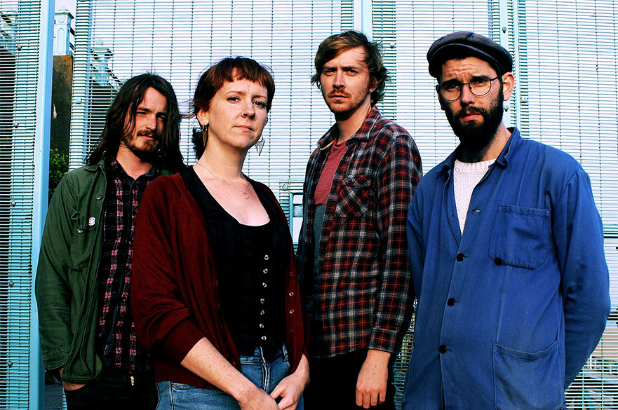 The four members of Bird in the Belly looking at the camera.