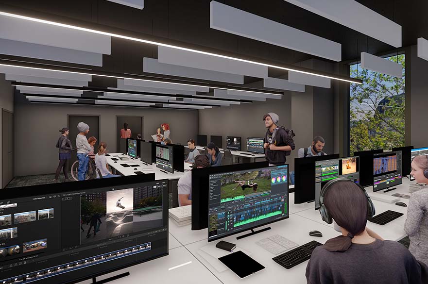 artist impression of an editing suite in the new DADA building