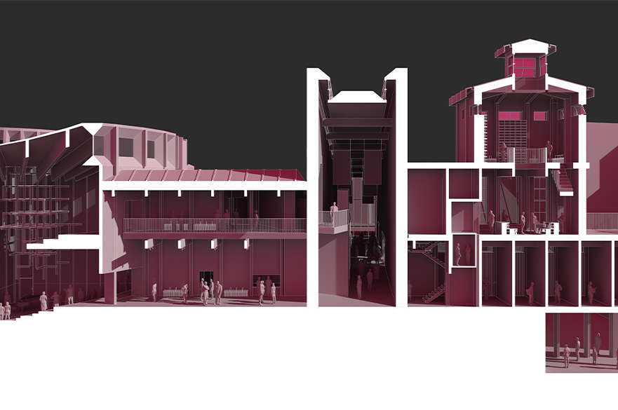 Render of the plans for a musical building