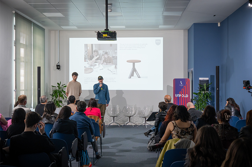 NTU students presenting at Unfold conference