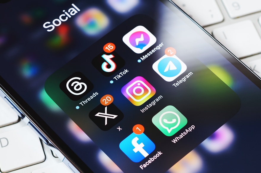 Social media apps on a phone screen