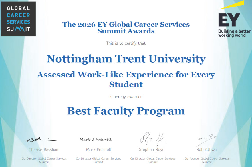 Assessed Work-Like Experience award certificate
