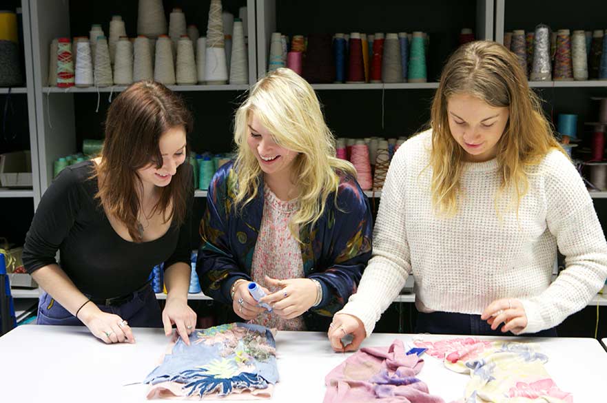 Textile Design students with scarves