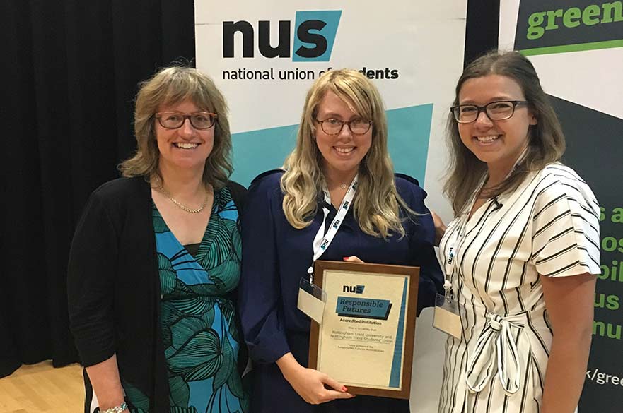 Dr Petra Molthan-Hill and Lina Erlandsson receive the accreditation