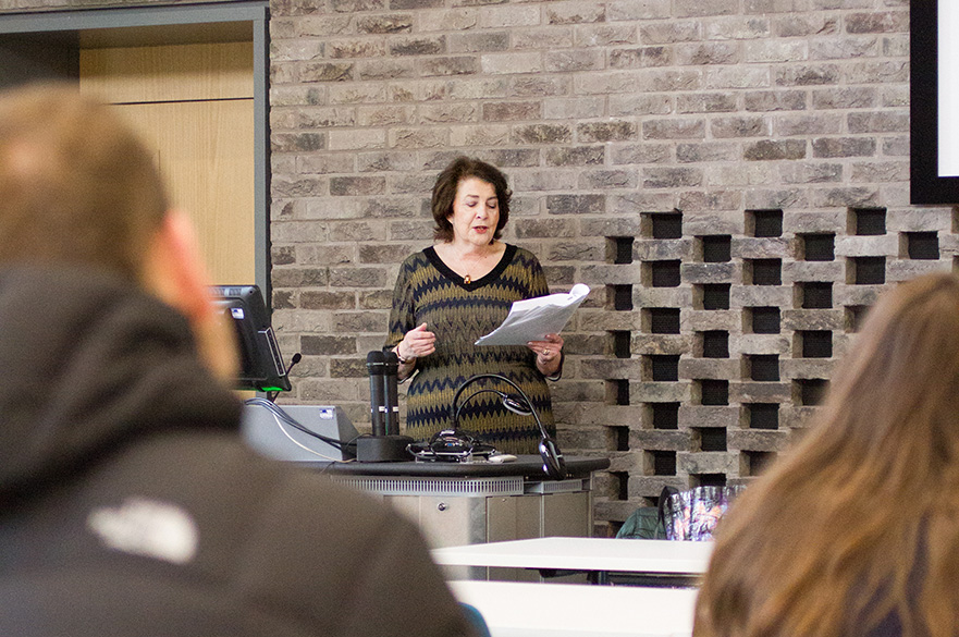 Janet Wootton delivering her guest lecture to students