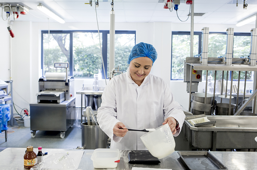 Student in food lab