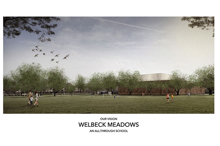 Artist impression of the new Welbeck school front elevation