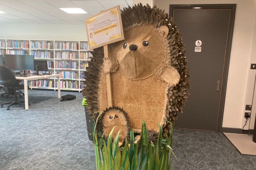 Giant model of a cardboard hedgehog
