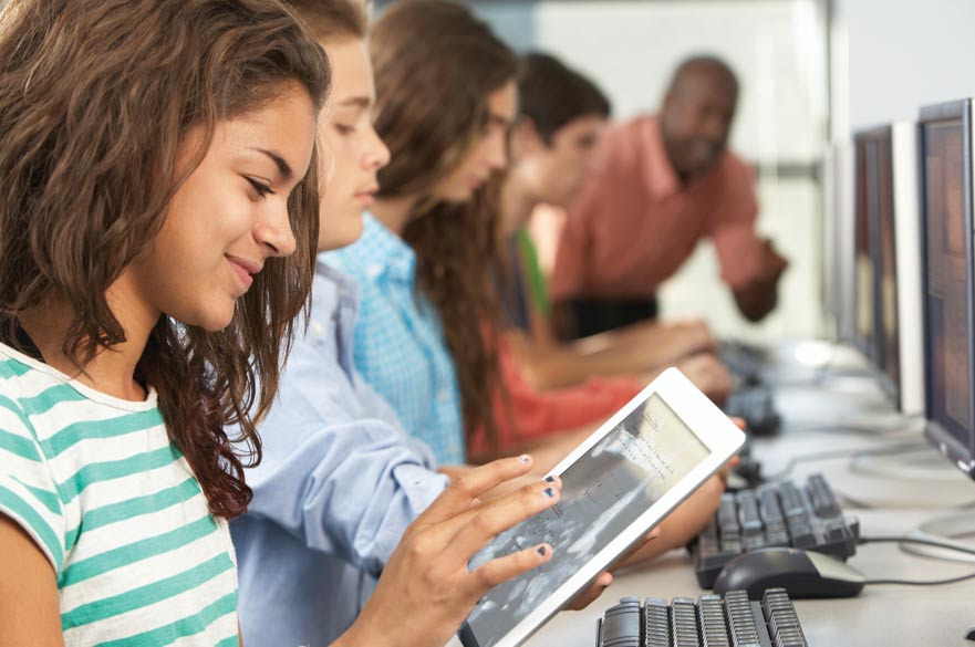 Student using tablet