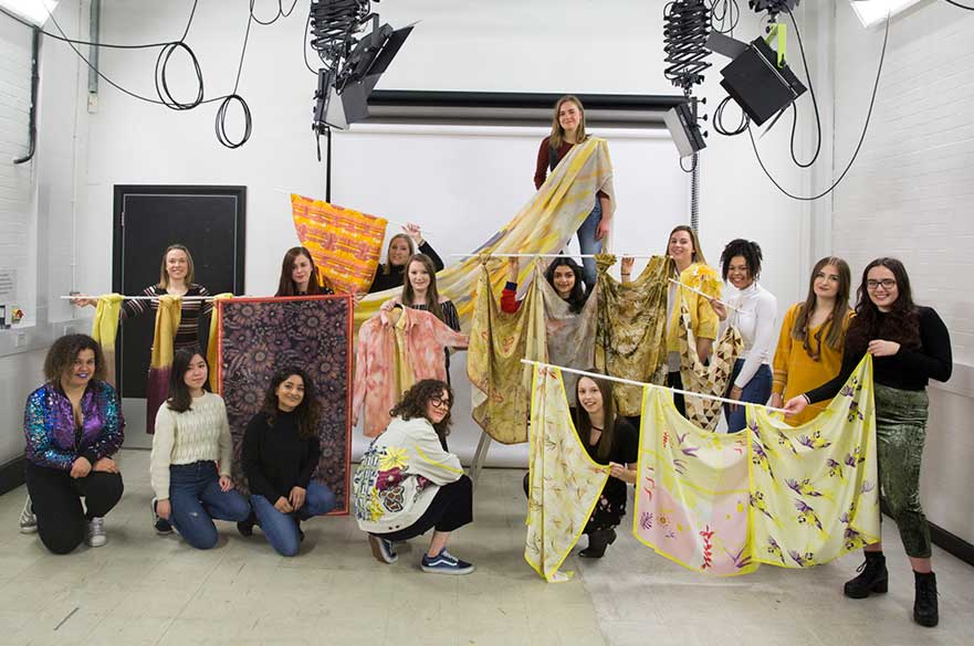 BA (Hons) Textile Design students with their SPINEXPO project work