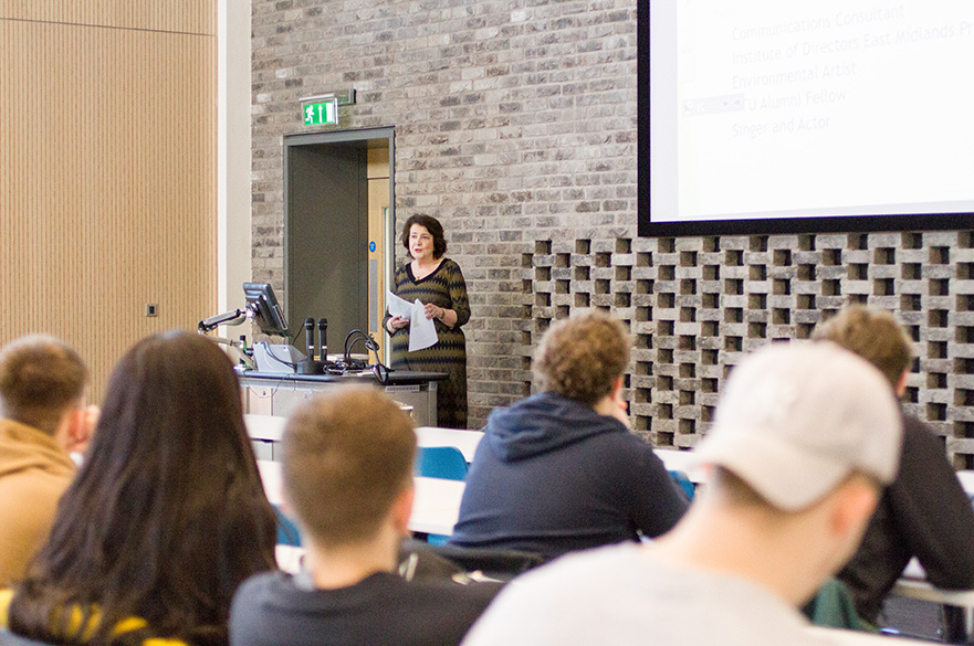 Janet Wootton Delivering Guest Lecture to Communications and Society