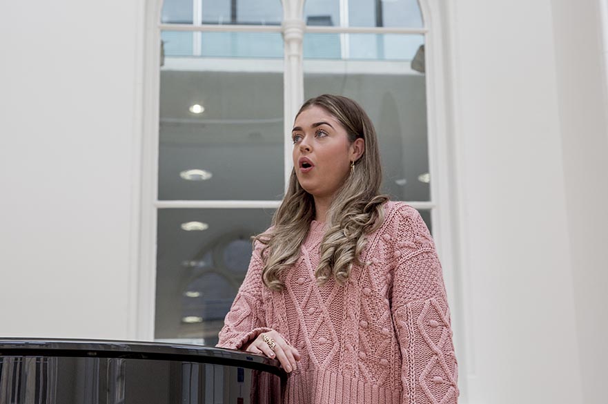 Female student singing