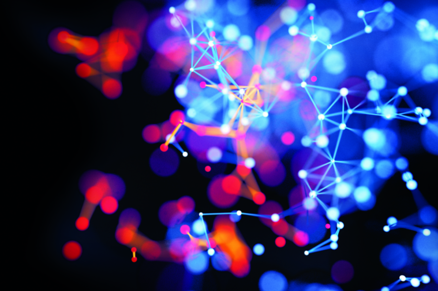 abstract links and connections in red and blue