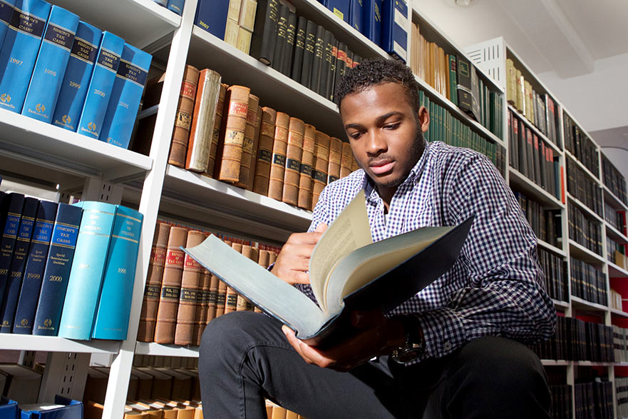 Student reading book