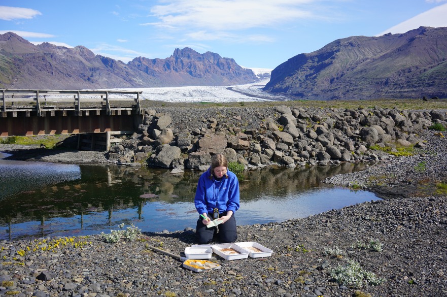BSc Geography - A student conducts field work on a research trip to Iceland