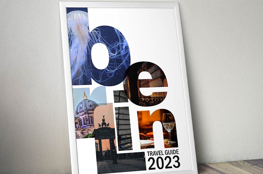 a large poster propped up against a wall with the text Berlin 2023