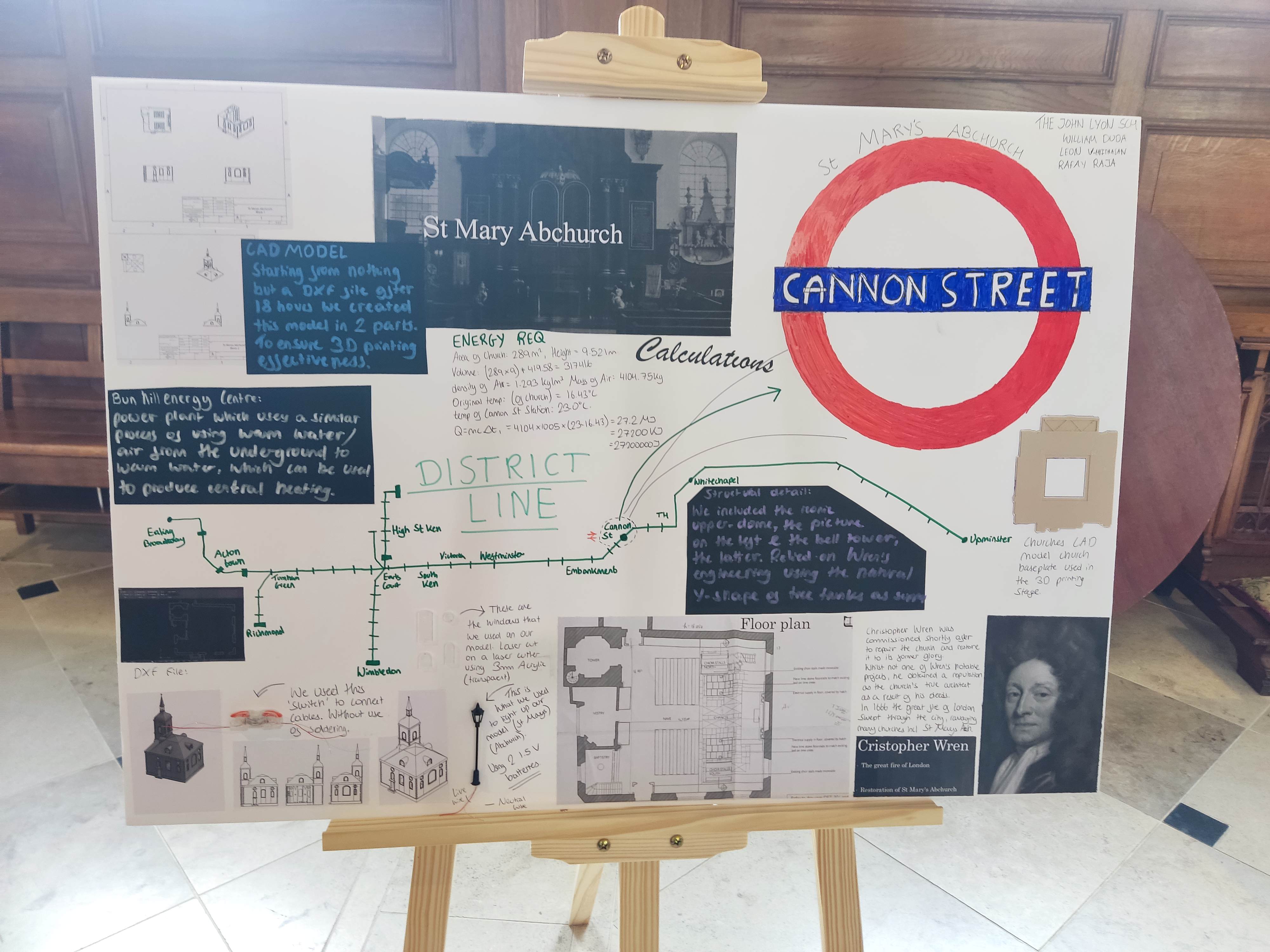 A poster giving information about a church near Cannon Street, London