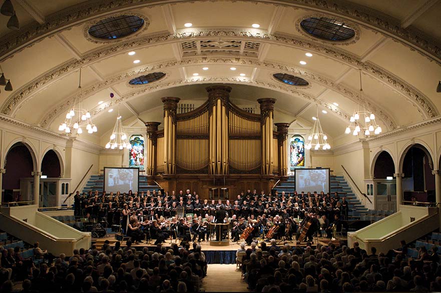 The NTU Choir singing in the Albert Hall in Nottingham.