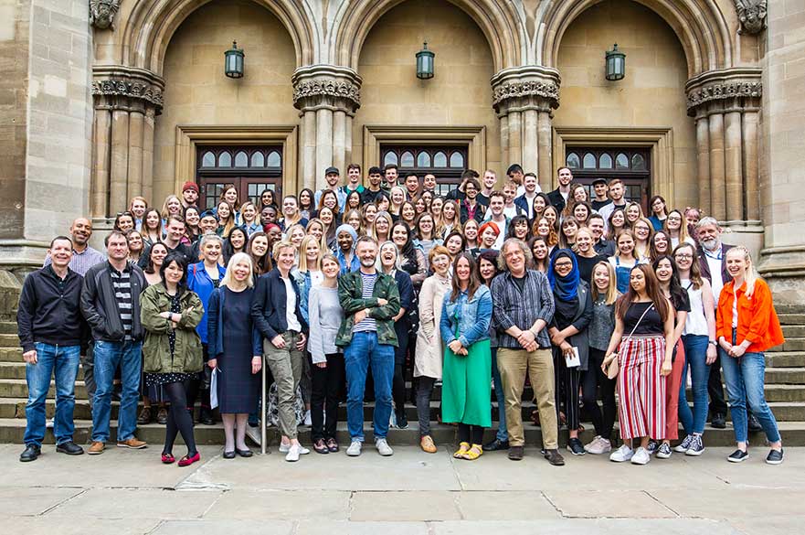The 2018 graduating Graphic Design cohort with academics from the course