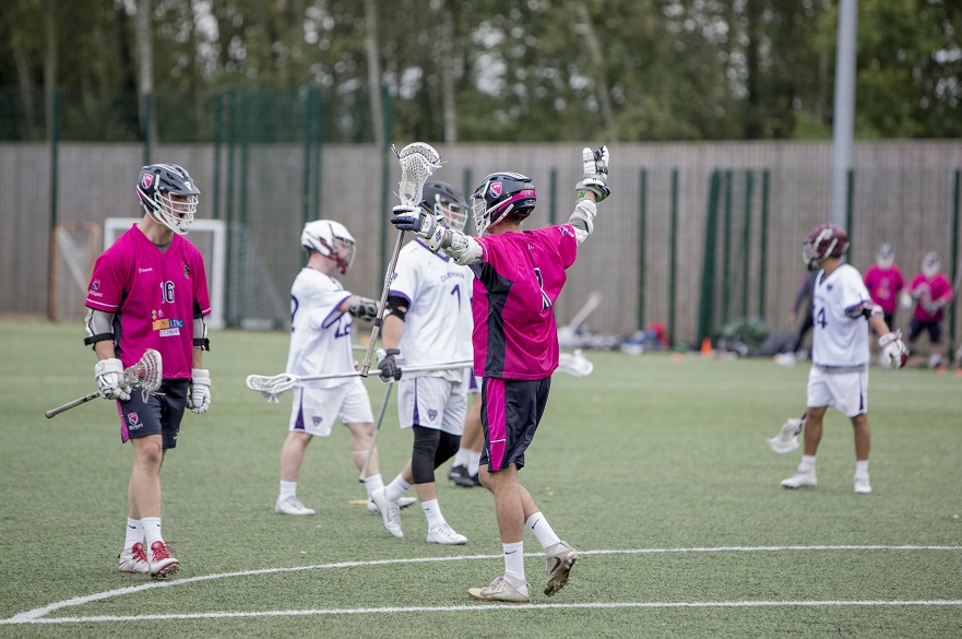 NTU Men's Lacrosse Player Celebrates