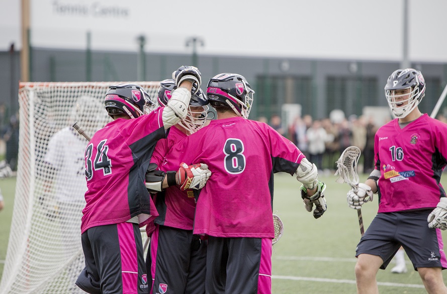 Men's Lacrosse Players celebrate