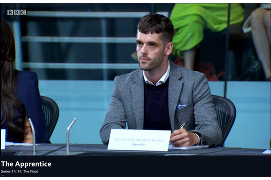 Oli appearing on BBC's The Apprentice