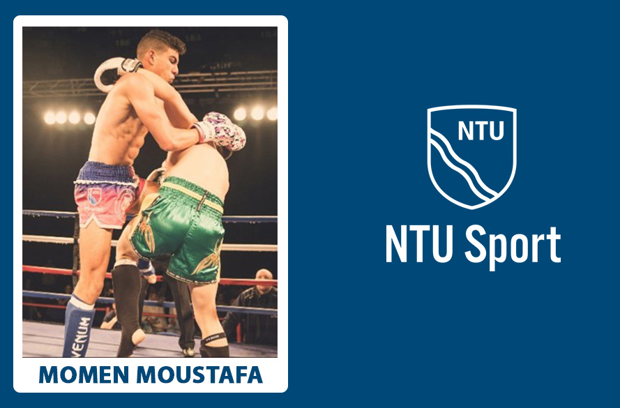NTU Student Momen Moustafa in action in Thai boxing